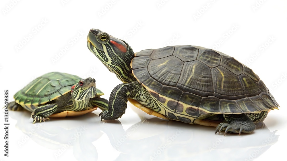 Two Turtles Isolated on White Background Two Turtles Isolated on White Background
