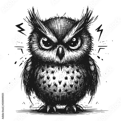 Owl angry line art drawing ink sketch vector hand drawn illustration background boiling point a snapshot of frustration