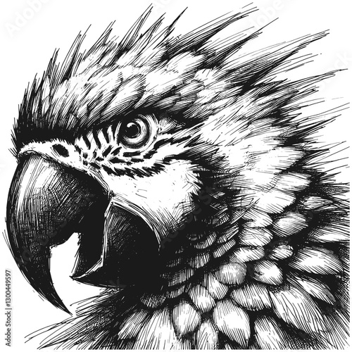 Parrot angry line art drawing ink sketch vector hand drawn illustration background burning temper a moment of rage