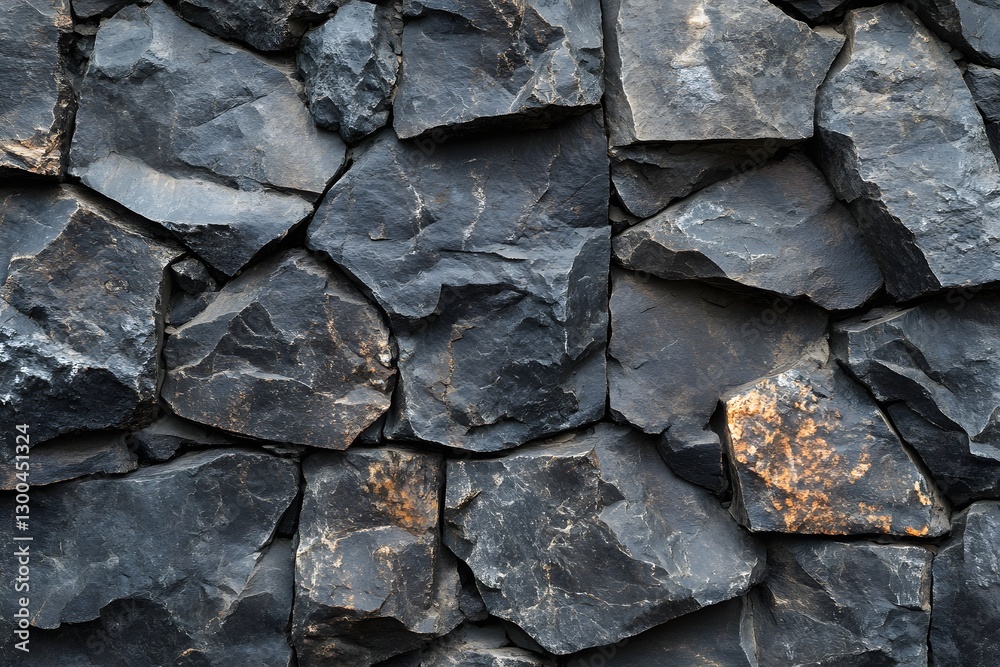 Dark gray stone wall texture. Rough irregular rock surface. Natural slate facade. Rustic exterior design. Architectural background for construction projects. Close-up view with copy space Dark gray stone wall texture. Rough irregular rock surface. Natural slate facade. Rustic exterior design. Architectural background for construction projects. Close-up view with copy space
