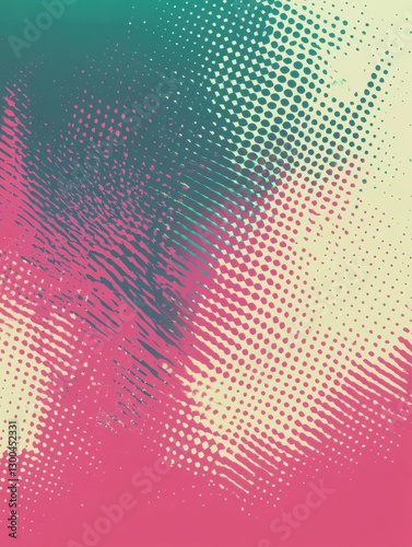 Wallpaper Mural Abstract halftone gradient with warm pink and cool teal color overlay digital background. Silkscreen Print. Illustration Torontodigital.ca