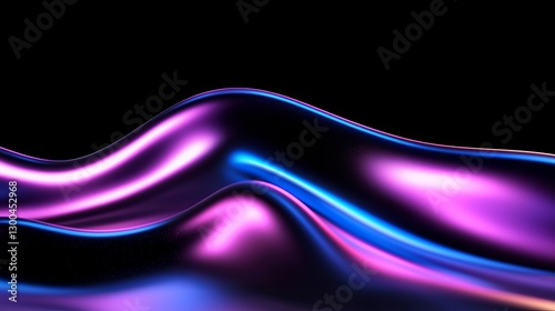 Abstract Purple Blue Liquid Wave Flowing Dark Background