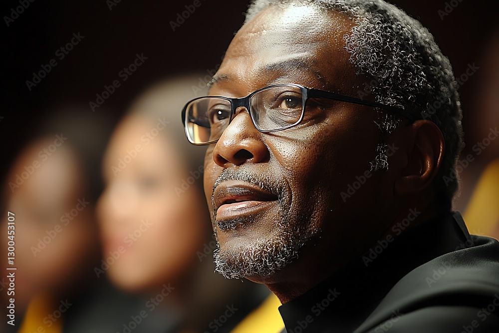 Man Speaking, Indoors, Crowd Background Man Speaking, Indoors, Crowd Background