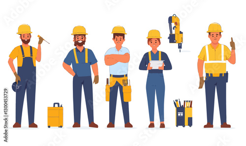 Cartoon Engineers and Technicians Vector Illustration for Industrial and Technical Themes