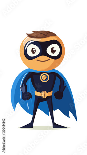 Cartoon Coffee Bean Superhero Character with Cape and Mask Vector for Beverage Branding