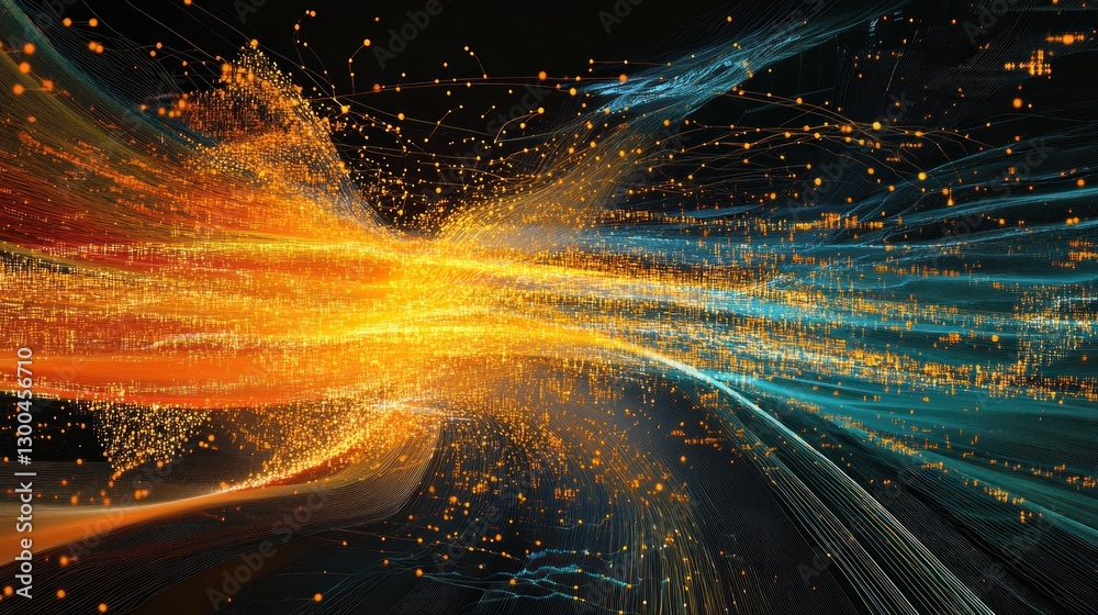 Obraz premium Abstract digital energy explosion in a dark space