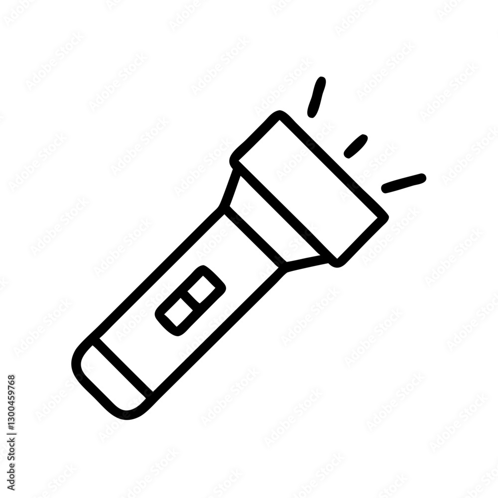 Flashlight emitting light on white background Flashlight emitting light on white background