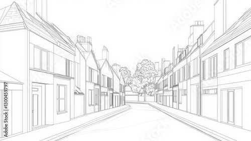 Wallpaper Mural Architectural visualization of suburban street with linear style illustration Torontodigital.ca