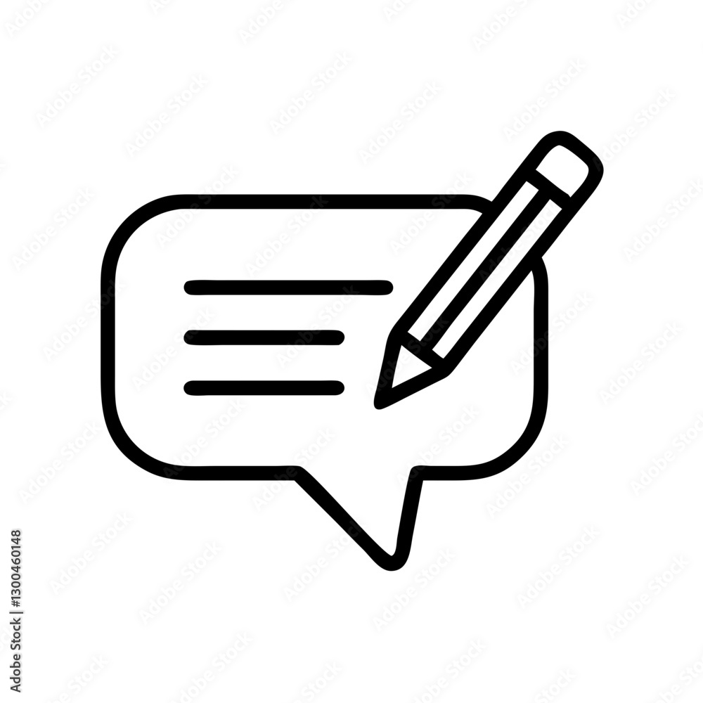 Comment bubble with pencil outline icon Comment bubble with pencil outline icon