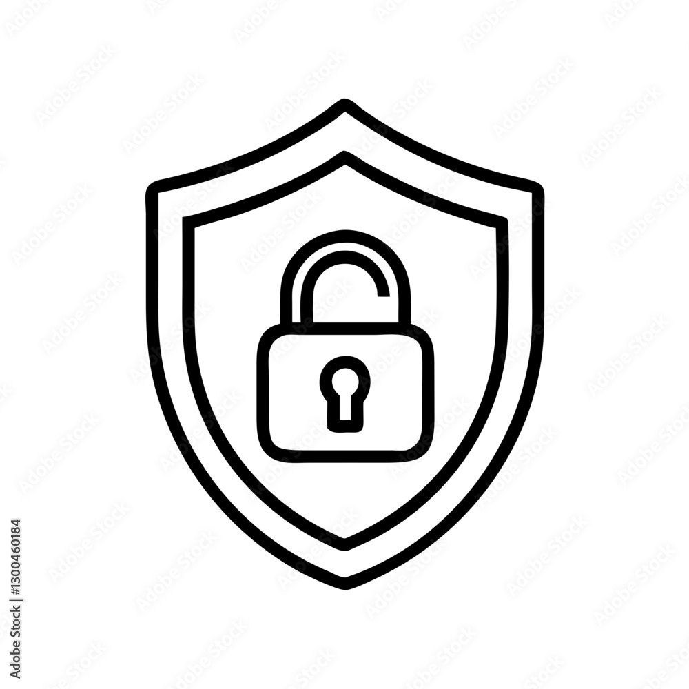 Shield with padlock icon on a minimalist background Shield with padlock icon on a minimalist background