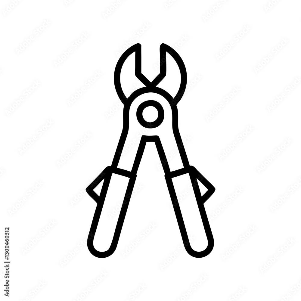 Multi-tool pliers in a minimalist outline style Multi-tool pliers in a minimalist outline style