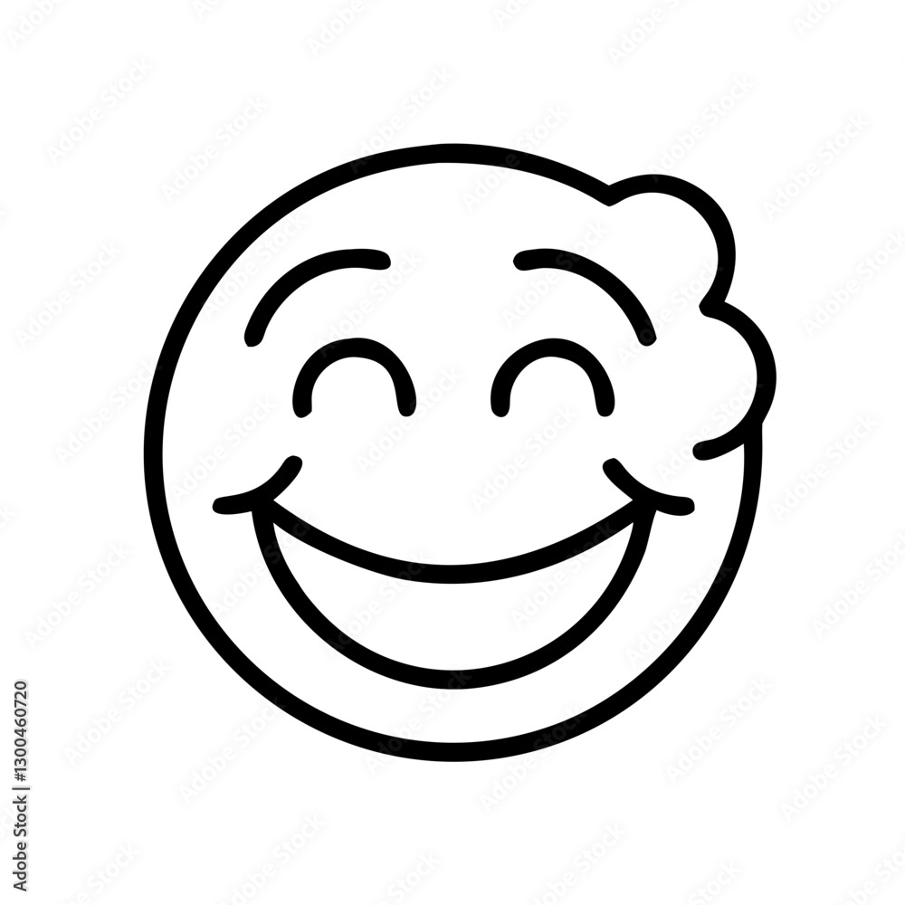 Smiling cartoon face expressing happiness on a plain background Smiling cartoon face expressing happiness on a plain background