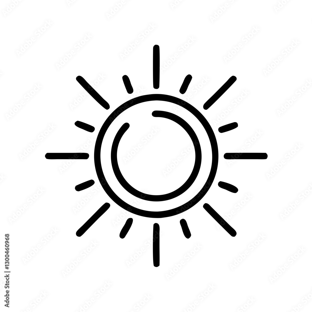 Sun symbol with rays on a white background Sun symbol with rays on a white background