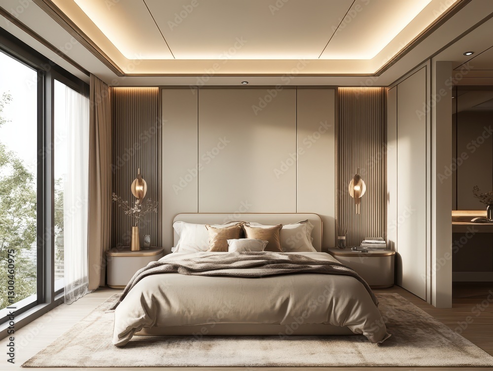An Elegant Master Bedroom with Warm and Neutral Tones