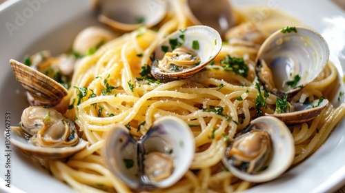 A delicious seafood pasta dish featuring clams, known as Spaghetti alle Vongole