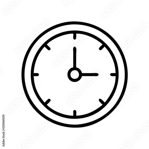Clock showing time with simple black lines on white background