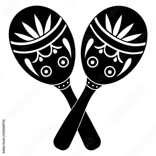 silhouette mardi gras maraca music instrument icon vector illustrations