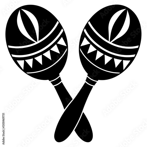 silhouette mardi gras maraca music instrument icon vector illustrations