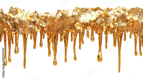 melted gold dripping isolated on white backgropund photo