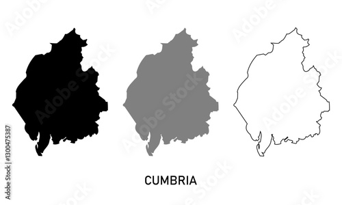 cumbria county map England. map illustration isolated on background. map in black, gray, and outlines	 photo