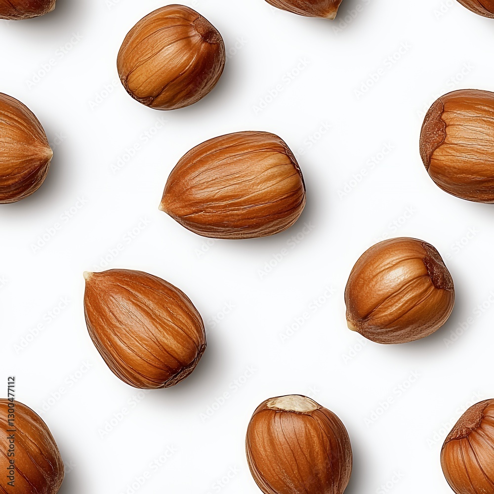 Seamless Pattern of Hazelnuts on White Background
Seamless Pattern of Hazelnuts on White Background