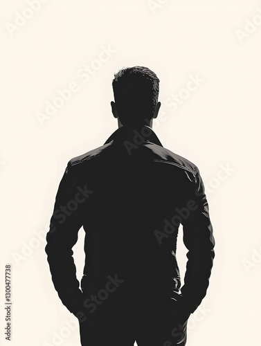 Stylish Silhouette of a Confident Corporate Man in Suit and Tie