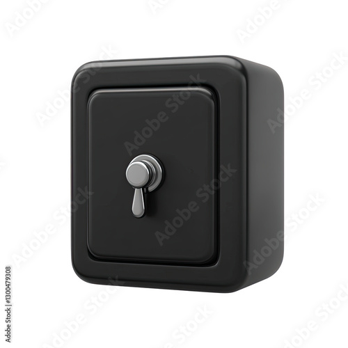 3D black safe icon on a white background