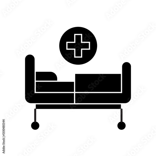 Patient bed glyph icon