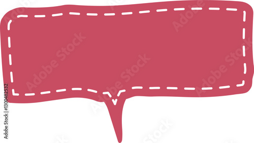 赤い点線のステッチが可愛い吹き出しベクターセット。手書き風のフレームとラベル素材。