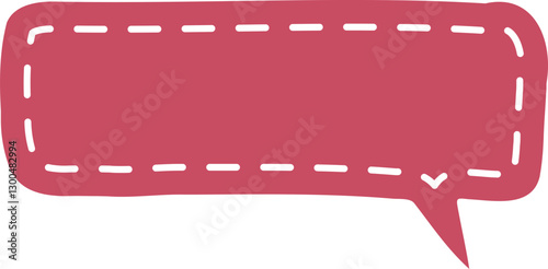 赤い点線のステッチが可愛い吹き出しベクターセット。手書き風のフレームとラベル素材。
