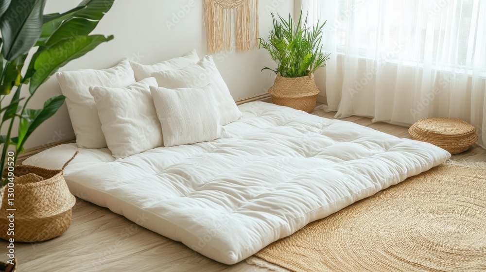 Fototapeta premium Cozy Bedroom with Natural Lighting and Soft Linens