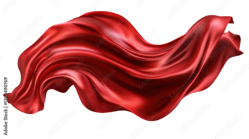 red satin fabric with flowing fold isolated on white background red satin fabric with flowing fold isolated on white background