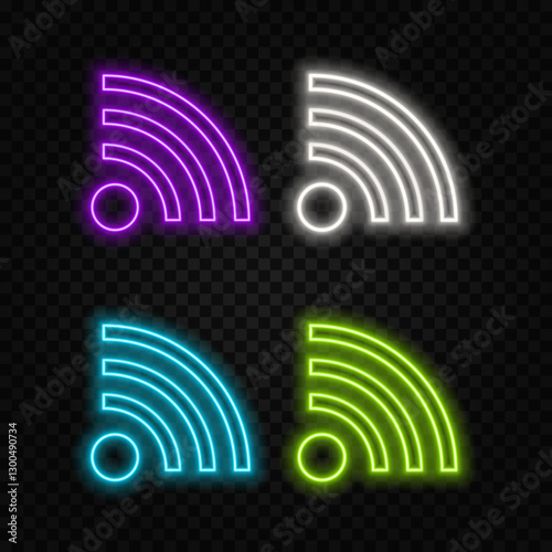 Vector modern advertisement Free WiFi. Purple glowing Font. Neon Alphabet Letters and Numbers set