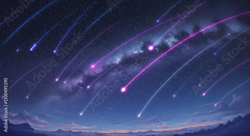 Milky Way and Shooting Stars Streak Across Night Sky Artwork