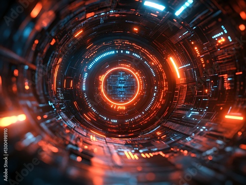 Tech Tunnel Glowing Portal Perspective