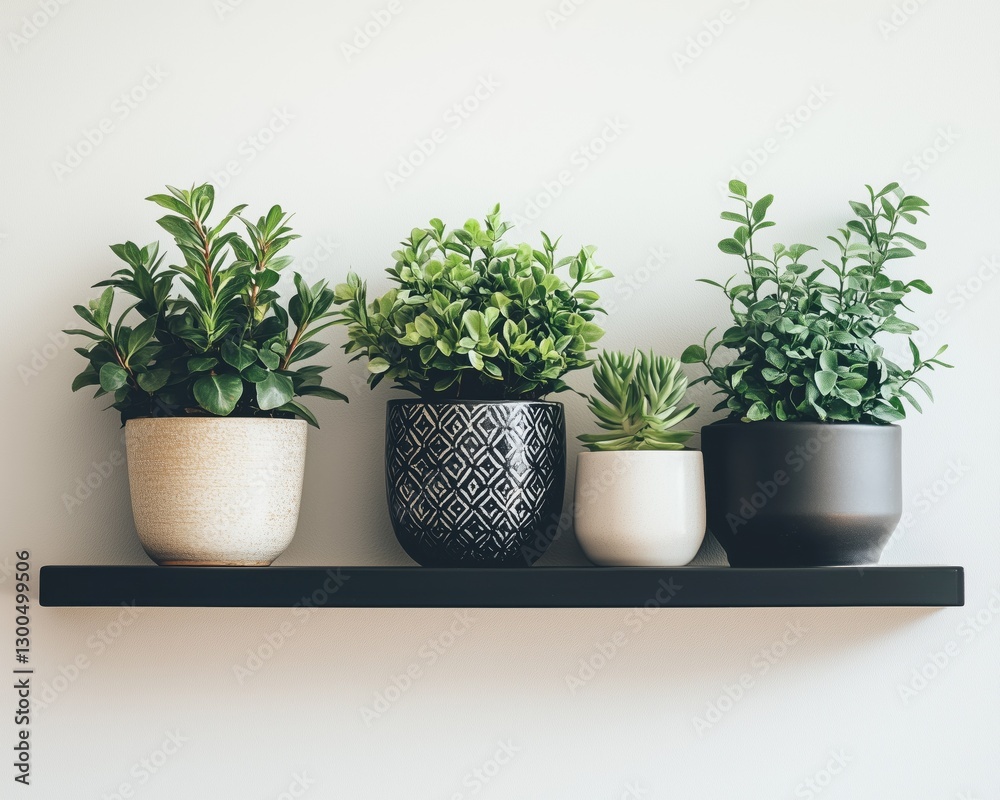 Fototapeta premium Stylish Indoor Plants on Floating Shelves