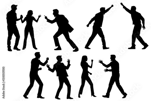 shadow shilloute People  are showing quarrel gesture Yelling at each other