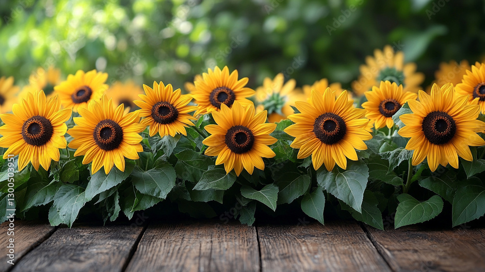 Obraz premium sunflowers on wooden table