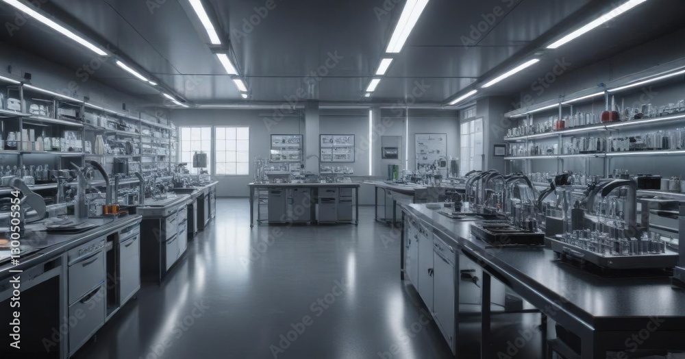 High-tech laboratory with rows of sleek equipment and scientific instruments, equipment, technology, innovation High-tech laboratory with rows of sleek equipment and scientific instruments, equipment, technology, innovation