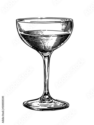 Elegant vintage coupe glass featuring intricate etchings and a classic design ideal for cocktails and fine beverages