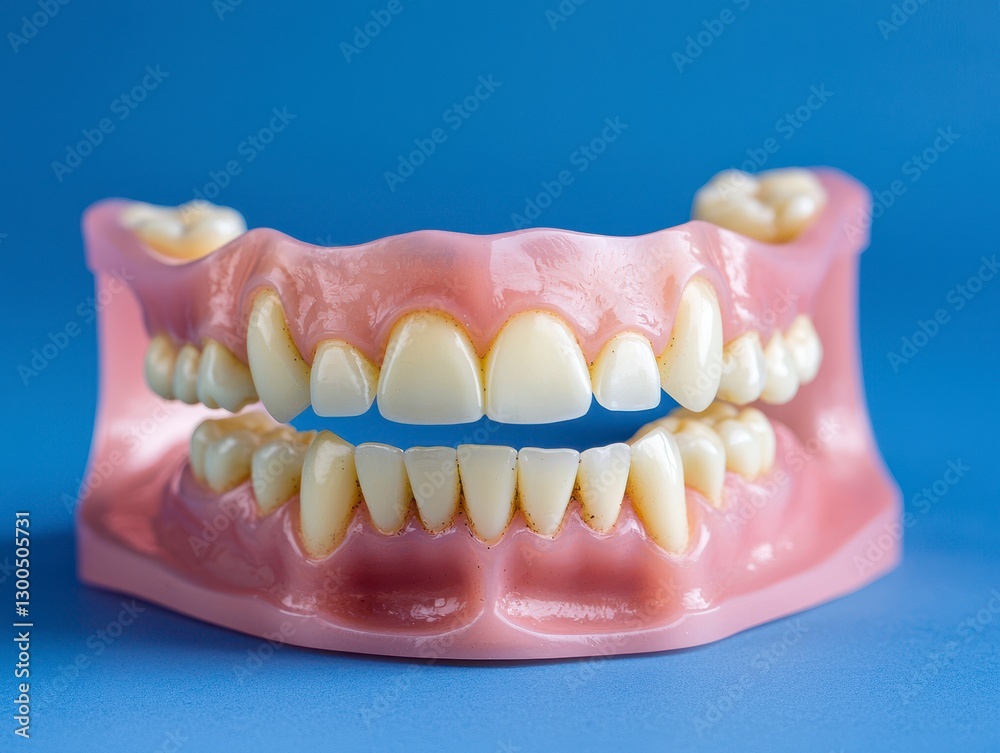 Obraz premium Full Denture Model on Blue Background
