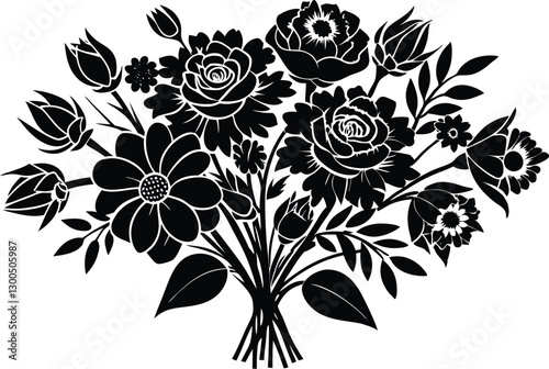 Flower bouquet black silhouette