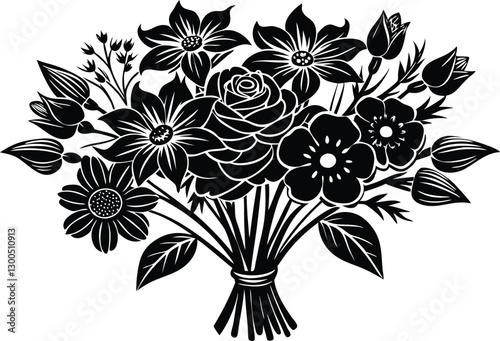 Silhouette spring flower bouquet