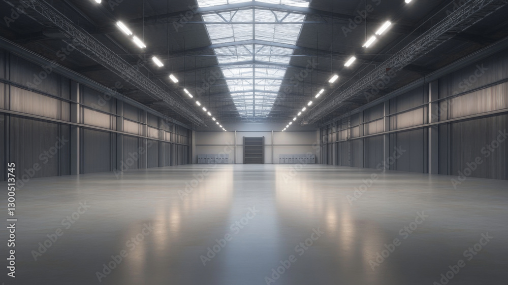 Abandoned industrial warehouse with sunlight casting a circular glow on the floor Abandoned industrial warehouse with sunlight casting a circular glow on the floor