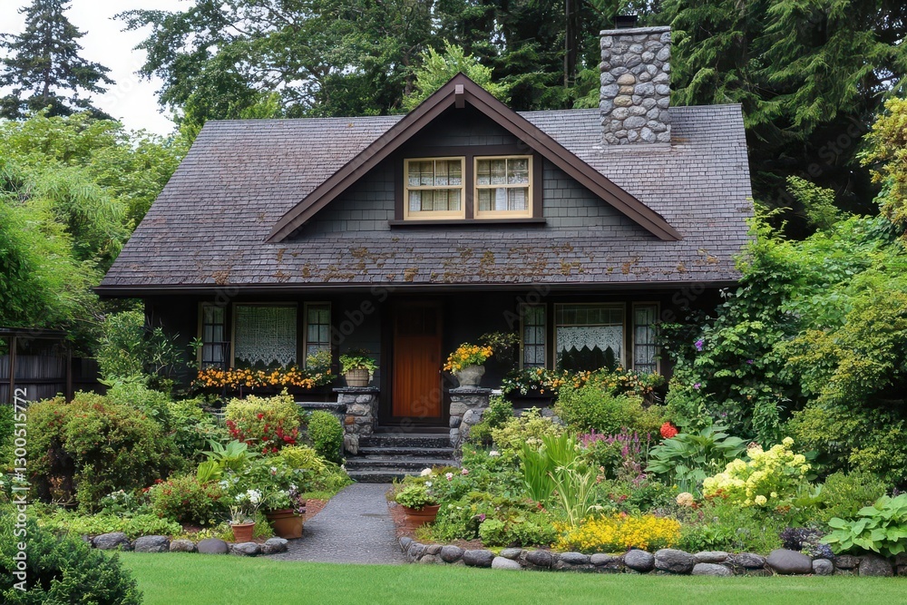 a charming shingle style bungalow with a stone foundation adorned by a lush front garden exuding warmth and inviting charm in a peaceful neighborhood a charming shingle style bungalow with a stone foundation adorned by a lush front garden exuding warmth and inviting charm in a peaceful neighborhood