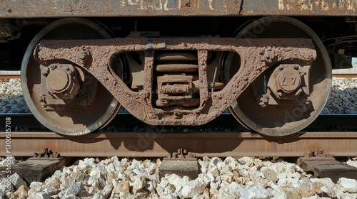 Rusty Train Wheels and Bogie Close-Up