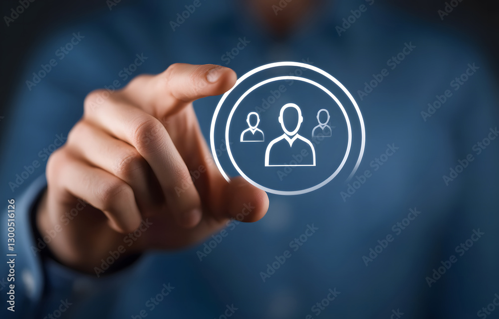 Selecting Team Members Digital Human Resource Management Icon Selecting Team Members Digital Human Resource Management Icon
