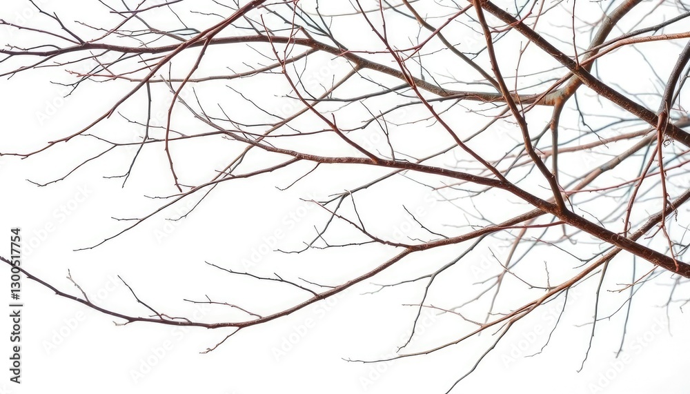 Bare, intertwined branches against pure white backdrop, shrub, visual Bare, intertwined branches against pure white backdrop, shrub, visual