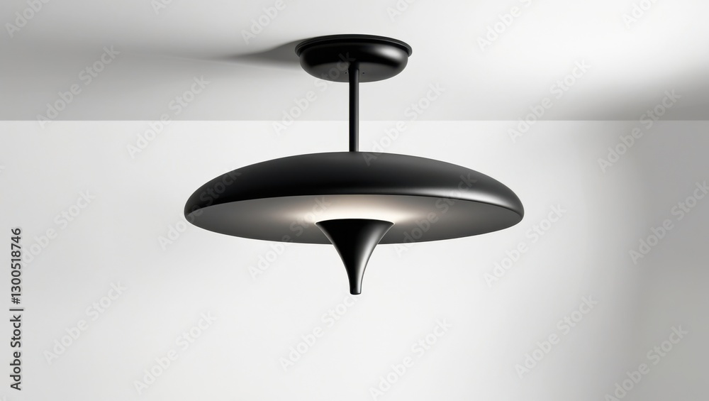 Sleek Modern Black Ceiling Lamp with Round Fixture Hanging on White Ceiling Interior Lighting with Minimalist Design and Elegant Illumination Style Sleek Modern Black Ceiling Lamp with Round Fixture Hanging on White Ceiling Interior Lighting with Minimalist Design and Elegant Illumination Style