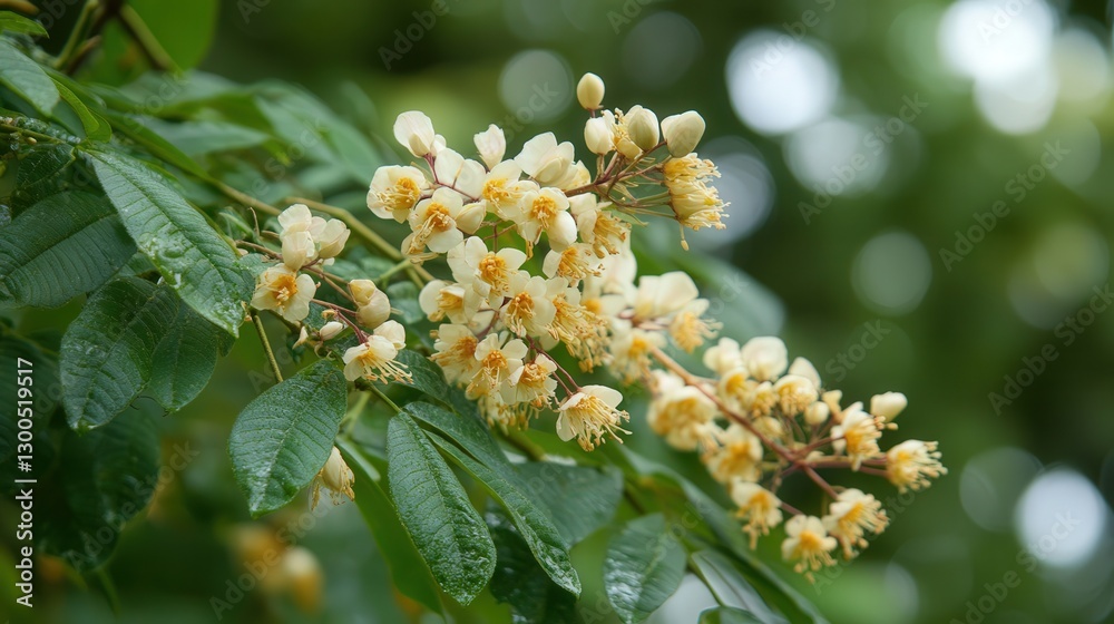 the tiny, almost hidden flowers of the rain tree that bloom subtly during the rainy season the tiny, almost hidden flowers of the rain tree that bloom subtly during the rainy season